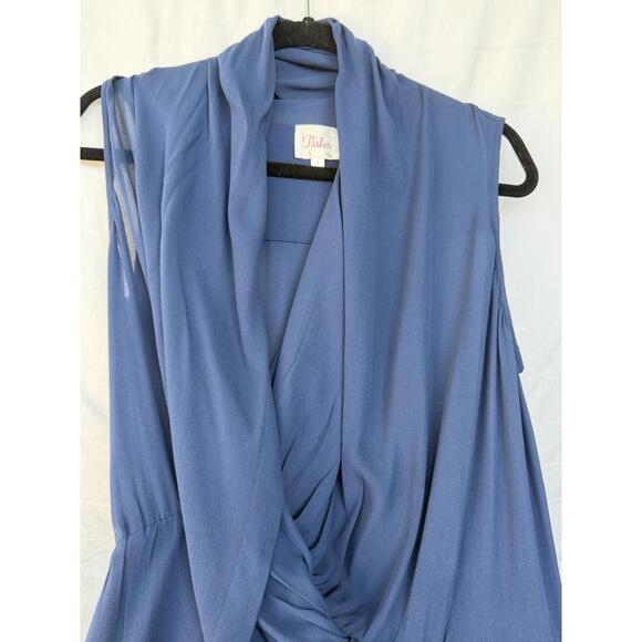 Parker 100% Silk Navy shawl Neck Sleeveless mini Cocktail Dress Sm - Picture 5 of 9